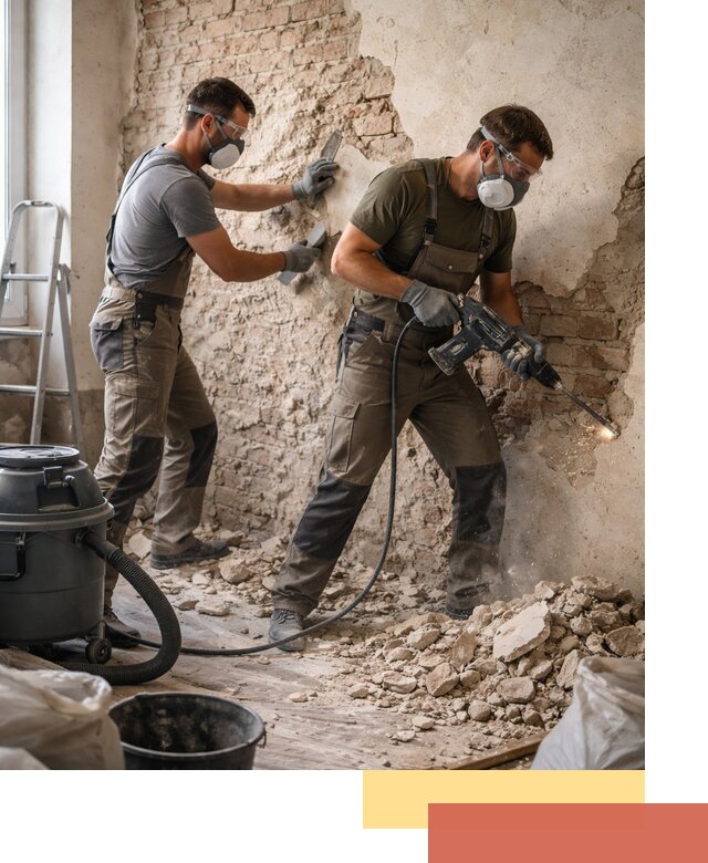 Демонтаж штукатурки со стен в Урюпинске быстро и аккуратно