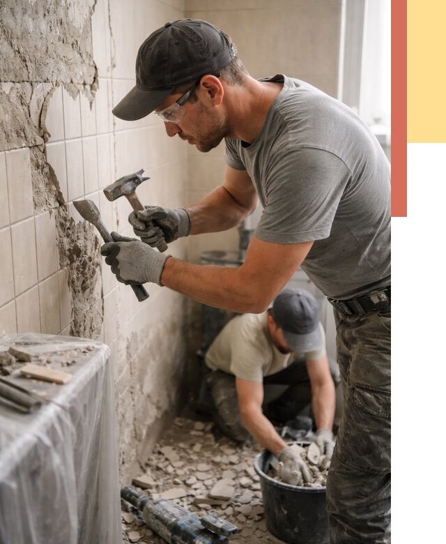 Демонтаж плитки со стен в Урюпинске от 876 руб. — быстро и недорого | ОТДЕЛОЧНИК-Рюп