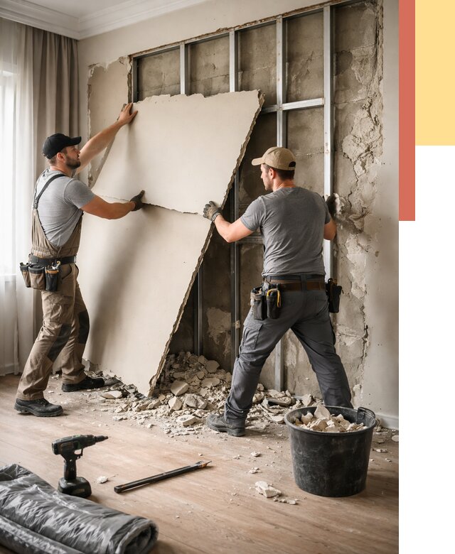 Демонтаж гипсокартона со стен в Урюпинске от 361 руб. — услуги демонтажа | ОТДЕЛОЧНИК-Рюп