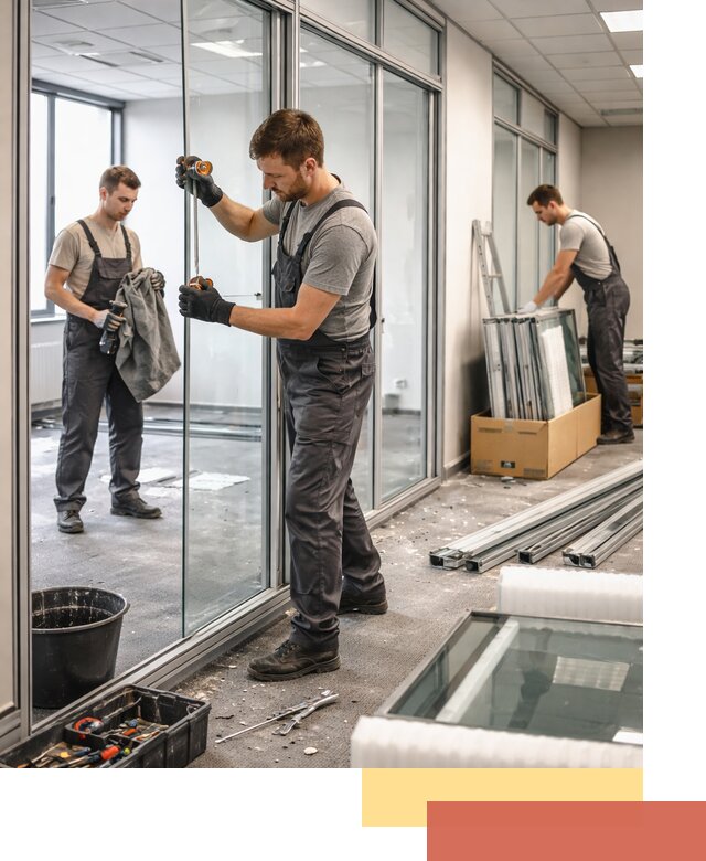 Демонтаж стеклянных перегородок в Урюпинске быстро и безопасно