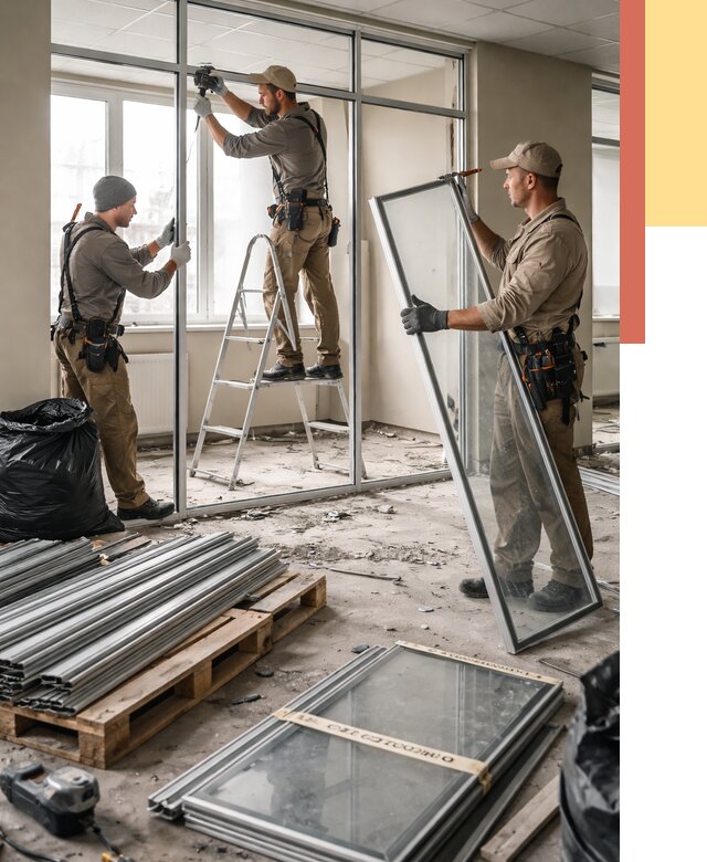 Демонтаж алюминиевых перегородок в Урюпинске от 4326 руб. — быстро и недорого | ОТДЕЛОЧНИК-Рюп