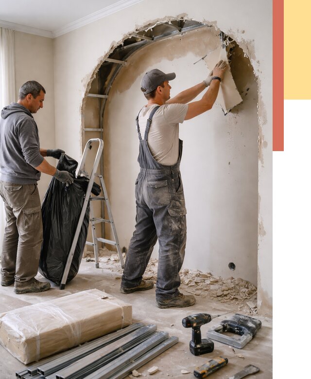 Демонтаж арки из гипсокартона в Урюпинске от 3605 руб. — услуги под ключ | ОТДЕЛОЧНИК-Рюп