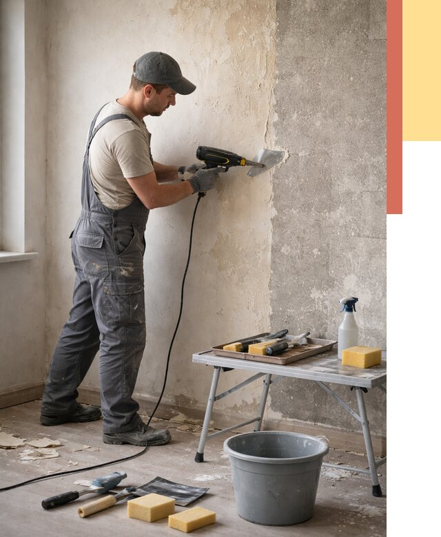 Очистка стен от клея в Урюпинске от 1906 руб. — снятие и удаление клея со стен | ОТДЕЛОЧНИК-Рюп