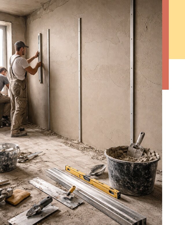 Штукатурка стен по маякам в Урюпинске от 5666 руб./м² — выравнивание под ключ | ОТДЕЛОЧНИК-Рюп