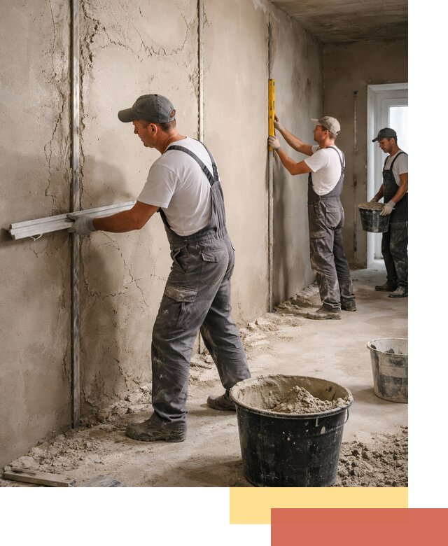 Штукатурка стен по маякам в Урюпинске — точная и ровная поверхность