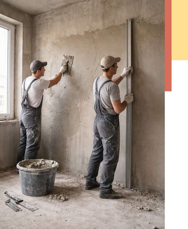 Штукатурка бетонных стен в Урюпинске от 4635 руб/м² — качественно и быстро | ОТДЕЛОЧНИК-Рюп