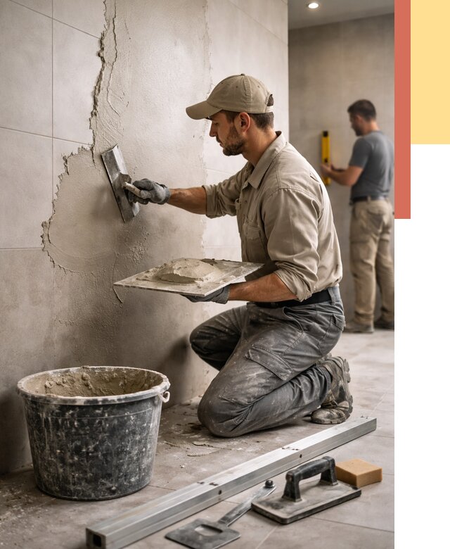 Штукатурка стен в ванной в Урюпинске от 4635 руб./м² — выравнивание под ключ | ОТДЕЛОЧНИК-Рюп