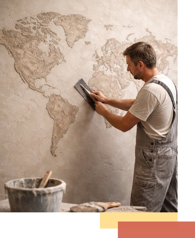 Декоративная штукатурка «Карта мира» под ключ в Урюпинске