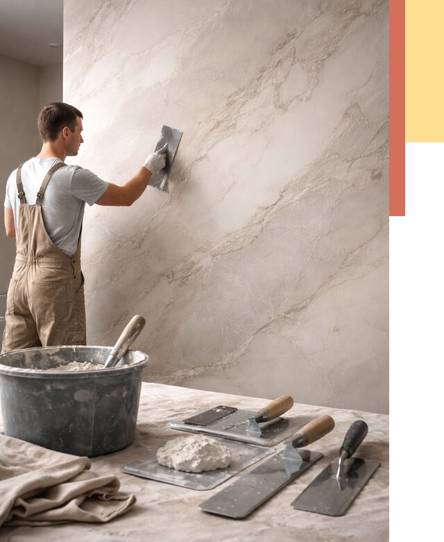 Декоративная штукатурка под мрамор в Урюпинске от 2884 руб./м² — быстро и недорого | ОТДЕЛОЧНИК-Рюп