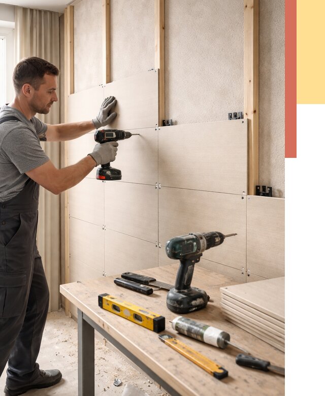 Монтаж МДФ панелей на стены в Урюпинске от 1288 руб. под ключ | ОТДЕЛОЧНИК-Рюп