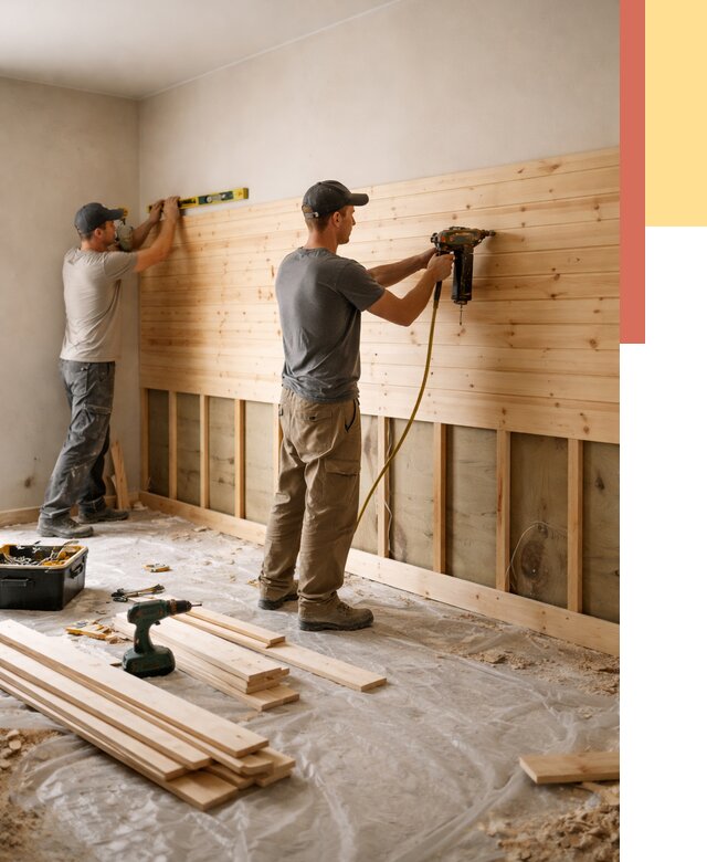 Монтаж деревянной вагонки на стены в Урюпинске от 7726 руб. | Услуги монтажа вагонки | ОТДЕЛОЧНИК-Рюп