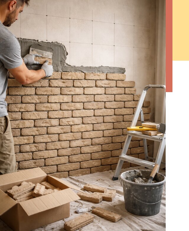 Монтаж декоративного кирпича в Урюпинске от 3296 руб./м² — быстро и недорого | ОТДЕЛОЧНИК-Рюп