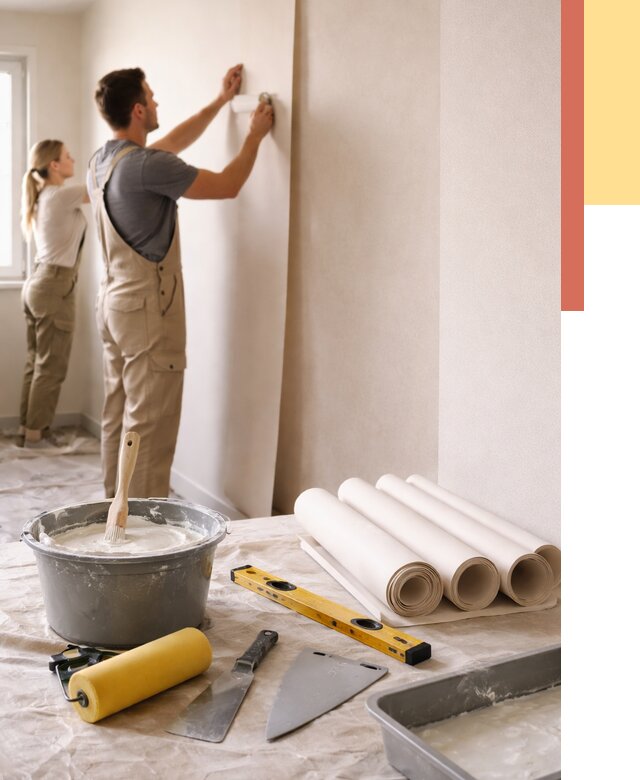 Поклейка бумажных обоев в Урюпинске от 5666 руб./м2 — быстро и недорого | ОТДЕЛОЧНИК-Рюп