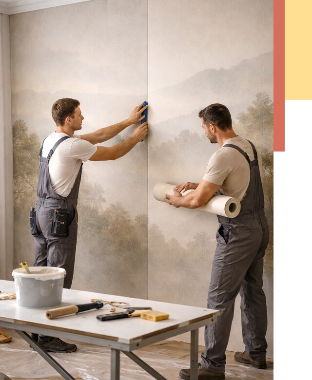 Поклейка фотообоев в Урюпинске от 8756 руб/м² — быстро и недорого | ОТДЕЛОЧНИК-Рюп