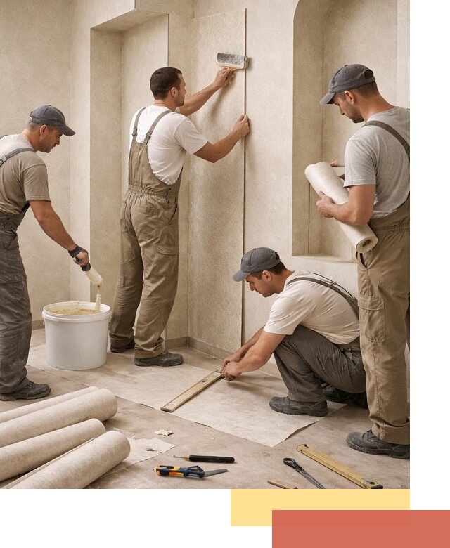 Поклейка обоев на сложные стены и неровные поверхности в Урюпинске