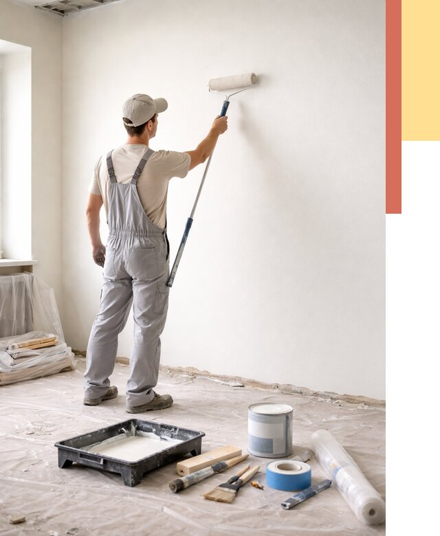 Покраска стен водоэмульсионной краской в Урюпинске от 464 руб. за м² | ОТДЕЛОЧНИК-Рюп