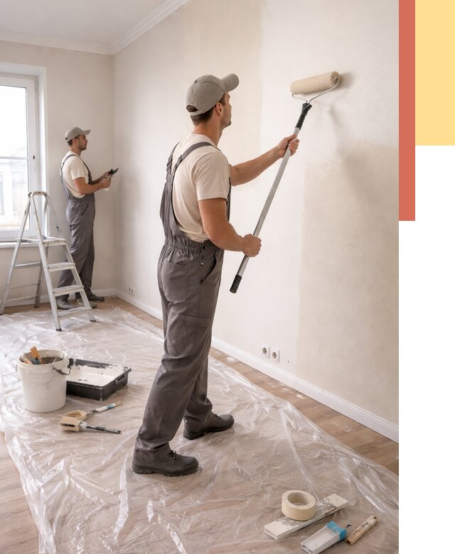 Покраска стен акриловой краской в Урюпинске от 3605 руб./м² — быстро и недорого | ОТДЕЛОЧНИК-Рюп