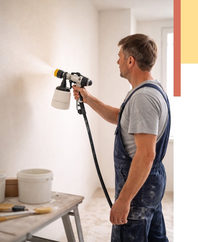 Покраска стен краскопультом в Урюпинске от 7726 руб. — механизированная покраска | ОТДЕЛОЧНИК-Рюп