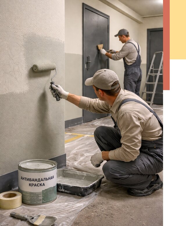Покраска стен антивандальной краской в Урюпинске от 4635 руб./м² под ключ | ОТДЕЛОЧНИК-Рюп