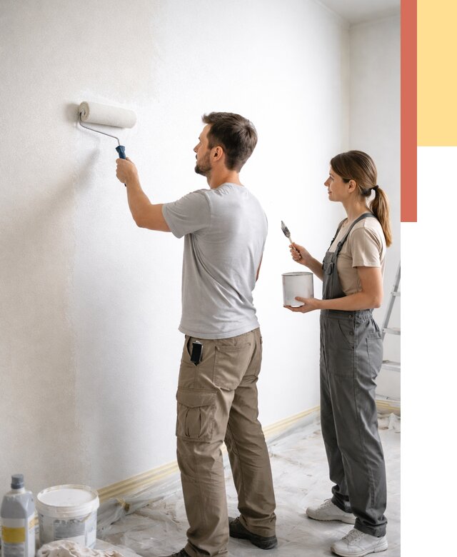 Окраска стен по стеклохолсту в Урюпинске от 4635 руб/м² под ключ | ОТДЕЛОЧНИК-Рюп