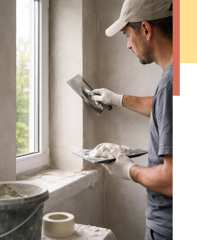 Штукатурка откосов в Урюпинске от 4635 руб/м² — услуги и выравнивание под ключ | ОТДЕЛОЧНИК-Рюп