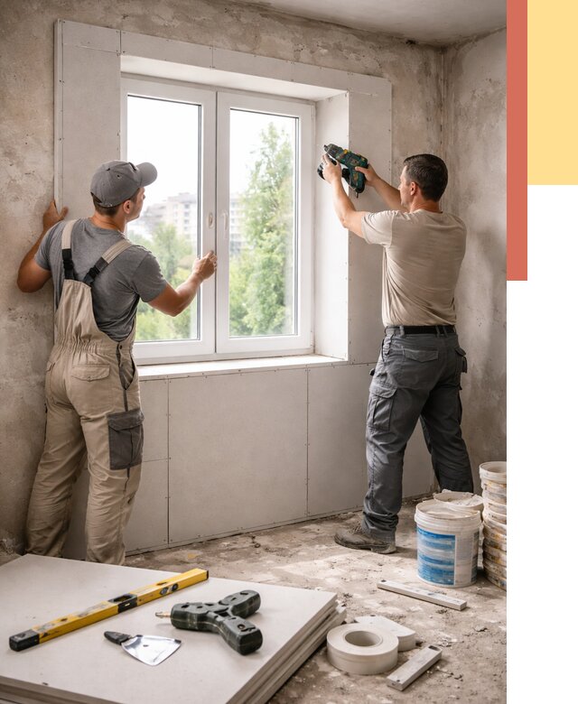 Монтаж откосов из гипсокартона в Урюпинске от 4635 руб. под ключ | ОТДЕЛОЧНИК-Рюп