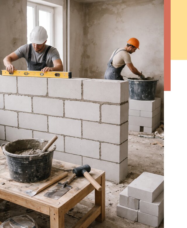 Кладка перегородок из газобетона в Урюпинске от 3296 руб. под ключ | ОТДЕЛОЧНИК-Рюп