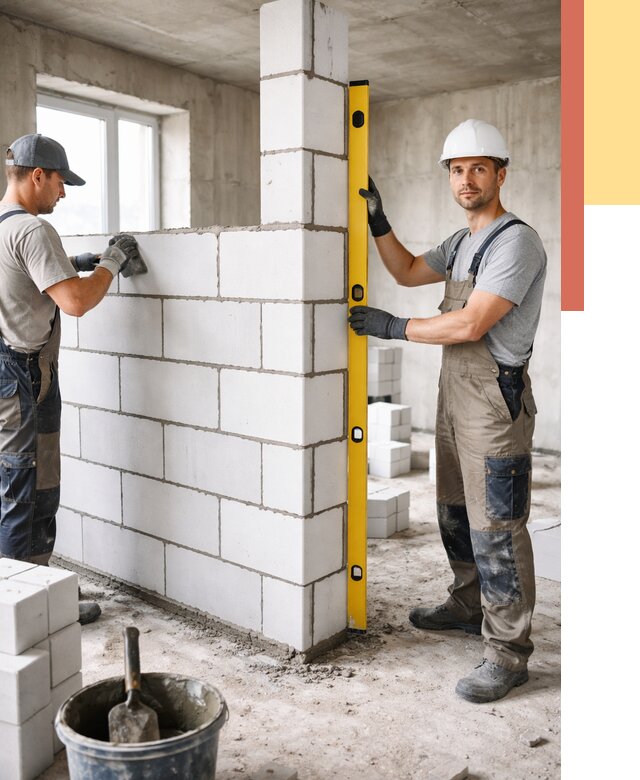 Кладка перегородок из пеноблока в Урюпинске от 1854 руб. под ключ | ОТДЕЛОЧНИК-Рюп