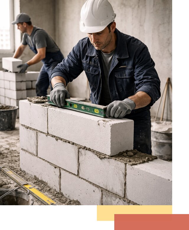 Кладка перегородок из пеноблока под ключ в Урюпинске