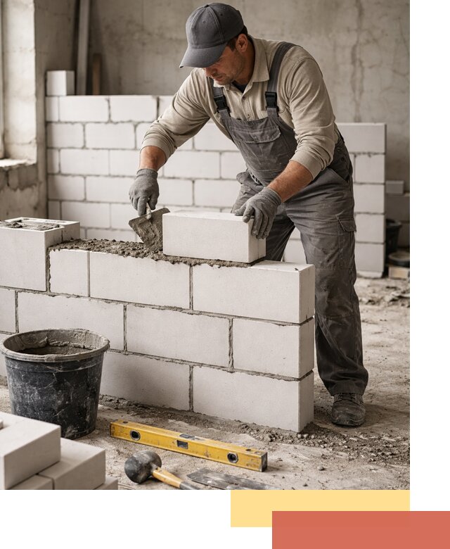 Кладка перегородок из силикатного блока в Урюпинске