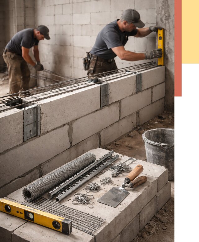 Армирование кладки перегородок в Урюпинске от 773 руб. под ключ | ОТДЕЛОЧНИК-Рюп