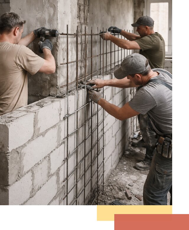 Армирование кладки перегородок в Урюпинске профессионально и надёжно