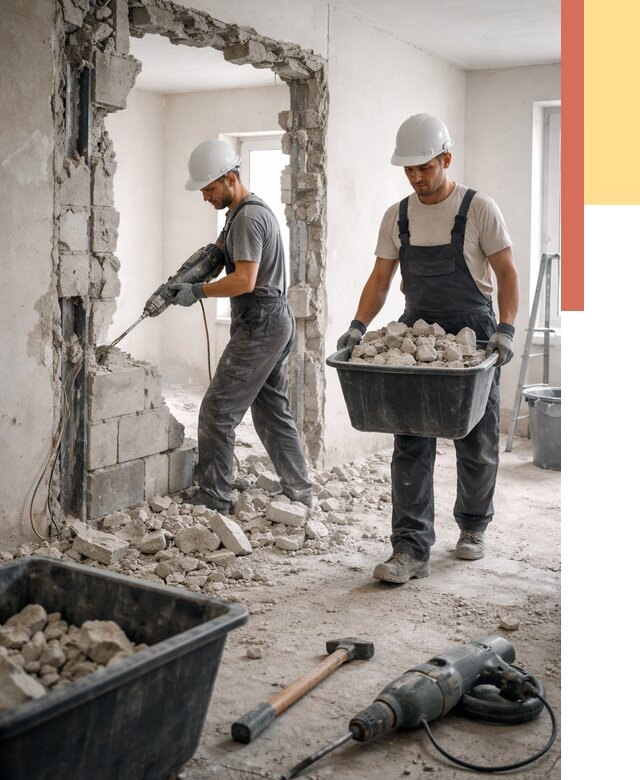 Демонтаж блоковых перегородок в Урюпинске от 3863 руб. — быстро и недорого | ОТДЕЛОЧНИК-Рюп