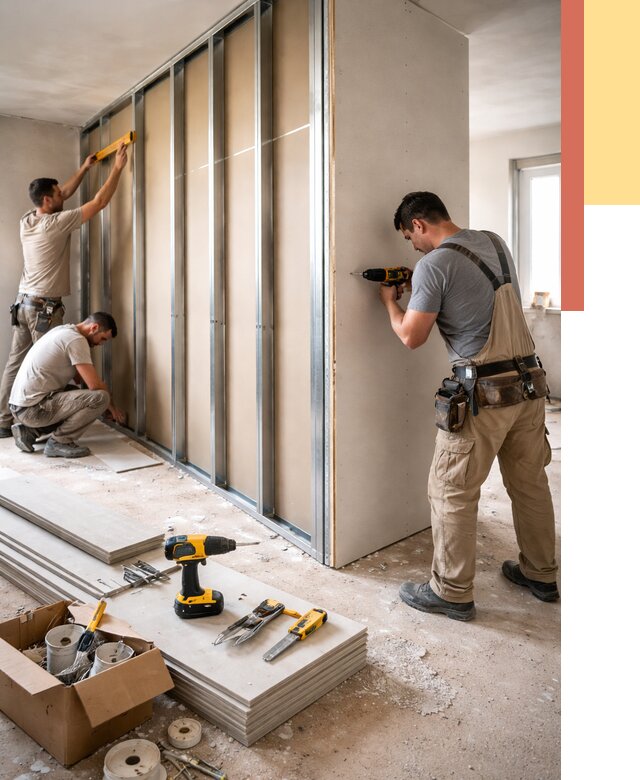 Монтаж однослойной перегородки из гипсокартона в Урюпинске от 670 руб. | ОТДЕЛОЧНИК-Рюп