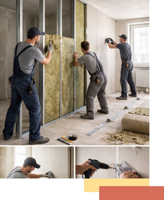 Перегородка из гипсокартона с шумоизоляцией в Урюпинске — монтаж под ключ