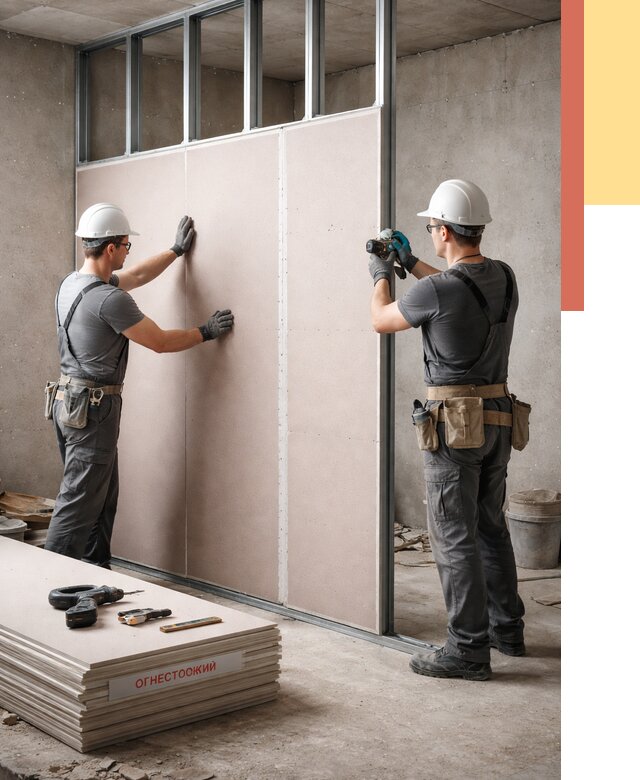 Перегородка из огнестойкого гипсокартона в Урюпинске от 1906 руб. под ключ | ОТДЕЛОЧНИК-Рюп