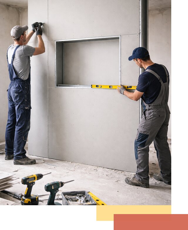 Перегородка из гипсокартона с нишей под декор в Урюпинске