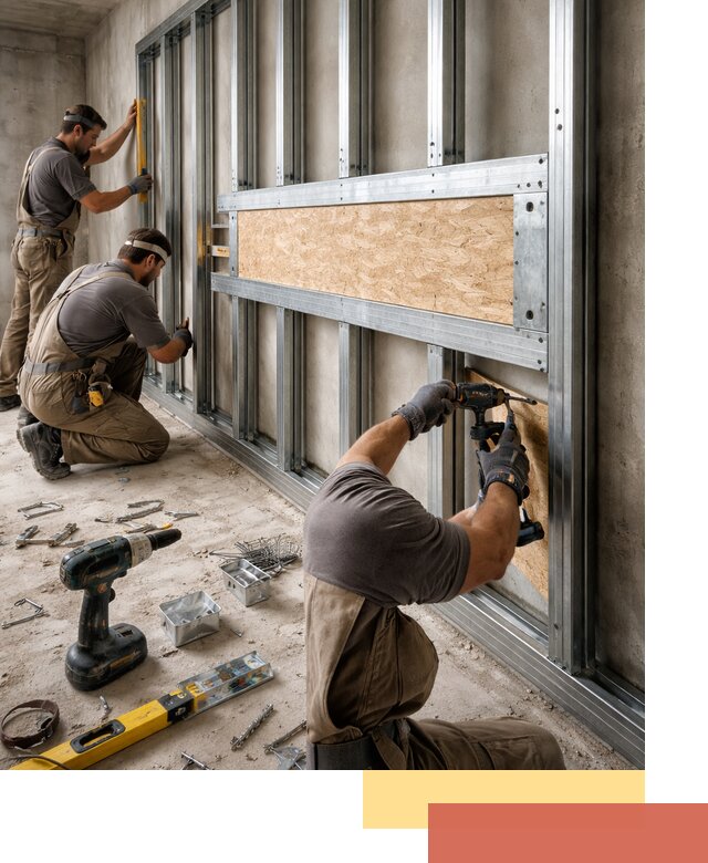 Усиленная перегородка для крепления тяжёлых конструкций в Урюпинске