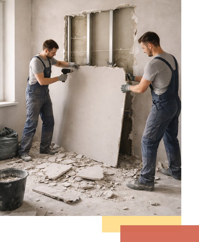 Демонтаж перегородки из гипсокартона в Урюпинске быстрый и аккуратный