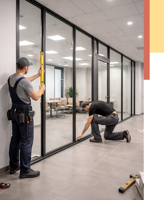 Каркасные стеклянные перегородки в Урюпинске под ключ от 9477 руб. | ОТДЕЛОЧНИК-Рюп