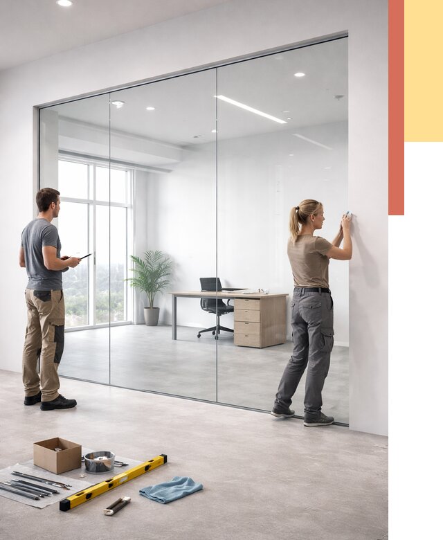 Перегородки из закаленного стекла в Урюпинске от 9786 руб. под ключ | ОТДЕЛОЧНИК-Рюп