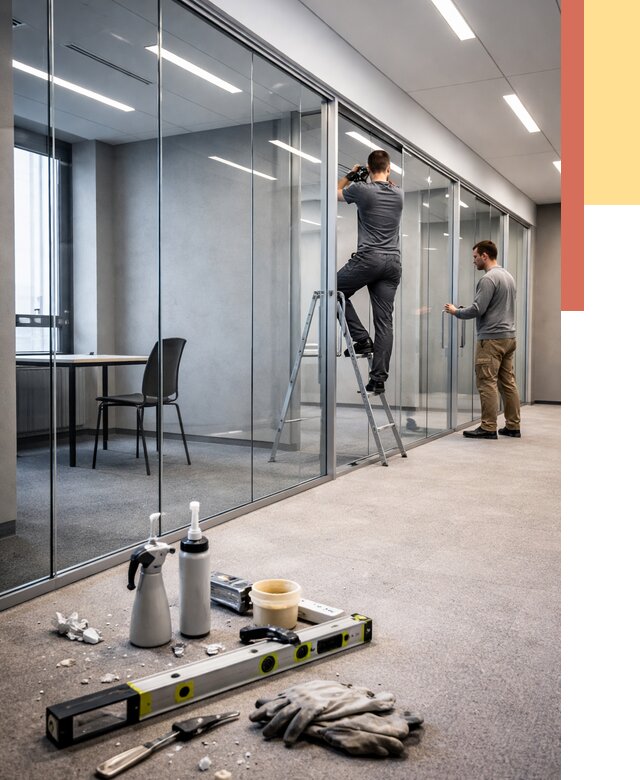 Стеклянные офисные перегородки в Урюпинске от 8756 руб. — монтаж и установка | ОТДЕЛОЧНИК-Рюп