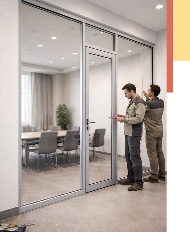 Установка и монтаж алюминиевых перегородок со стеклом в Урюпинске от 8447 руб. | ОТДЕЛОЧНИК-Рюп