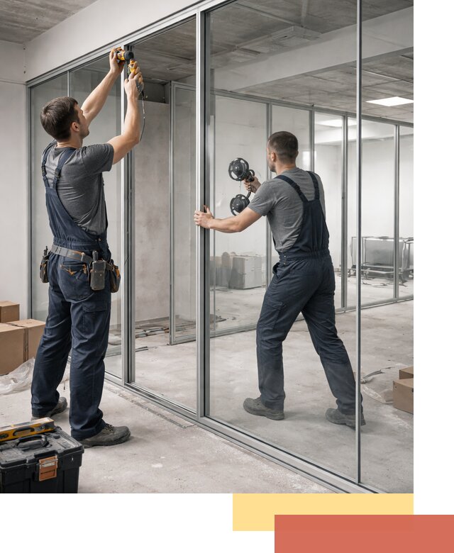 Алюминиевые перегородки со стеклом в Урюпинске — изготовление и монтаж