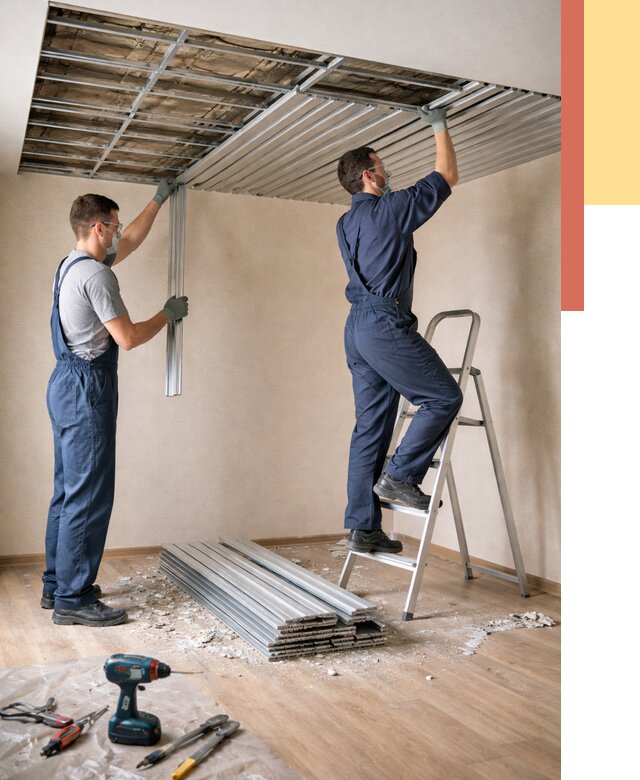 Демонтаж реечного потолка в Урюпинске от 4635 руб. быстро и недорого | ОТДЕЛОЧНИК-Рюп