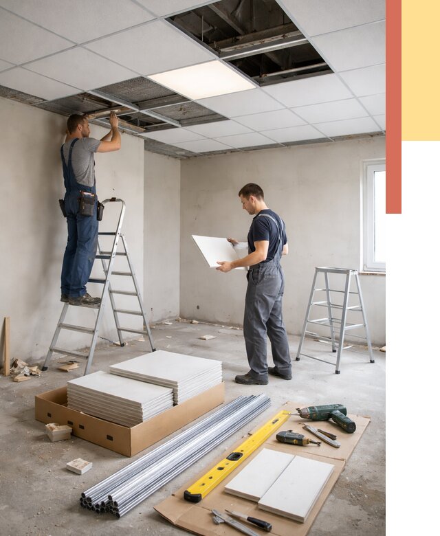 Монтаж потолка армстронг в Урюпинске от 4635 руб/м2 — быстрая установка под ключ | ОТДЕЛОЧНИК-Рюп