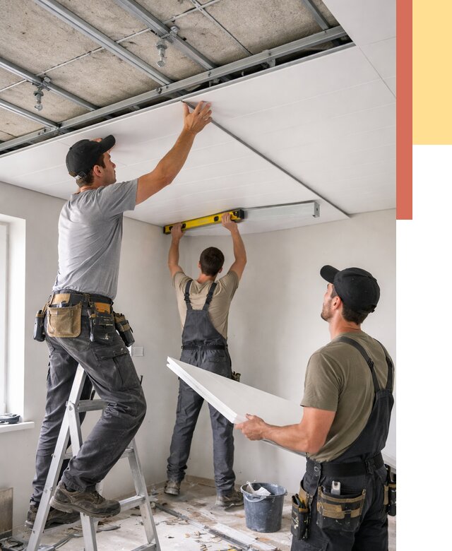 Монтаж потолка из ПВХ панелей в Урюпинске от 3605 руб./м2 — быстро и недорого | ОТДЕЛОЧНИК-Рюп