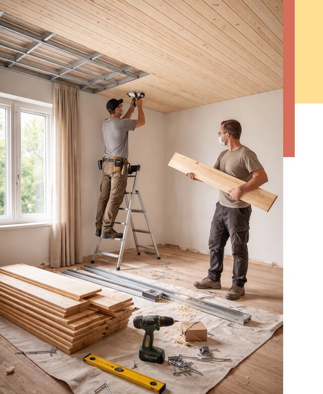 Монтаж потолка из вагонки в Урюпинске от 6696 руб. | Быстро и недорого — ОТДЕЛОЧНИК-Рюп