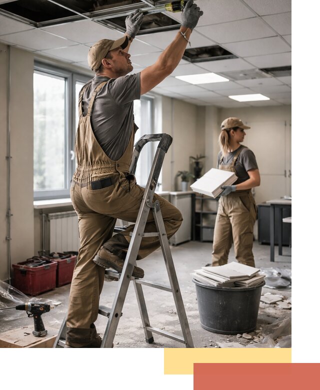 Ремонт потолка Армстронг и замена плит в Урюпинске