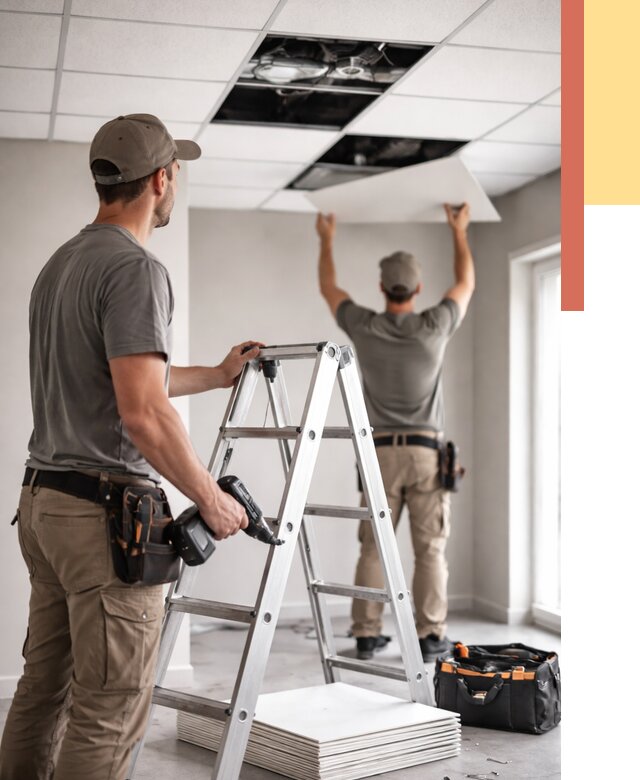 Обслуживание подвесного потолка в Урюпинске от 3605 руб. — быстро и недорого | ОТДЕЛОЧНИК-Рюп